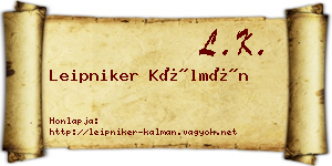 Leipniker Kálmán névjegykártya